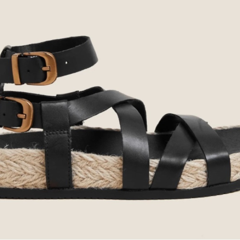 Per Una Raffia Platform Flatform Raffia Leather Dad Sandals size7.5 mens